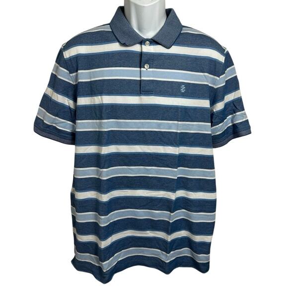 Men's IZOD Advantage Polo Shirt Sz L Blue White Striped Performance Stretch Golf - Picture 5 of 6